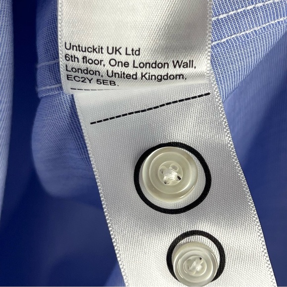 UNTUCKit Size Large Men's Hillstowe Wrinkle Free Blue Short Sleeve Button Down - Picture 10 of 12